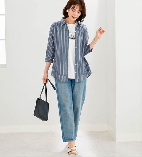 BELLUNA（ベルーナ）の「サラリ快適！ギャザー使いシャツチュニック（チュニック）」｜詳細画像