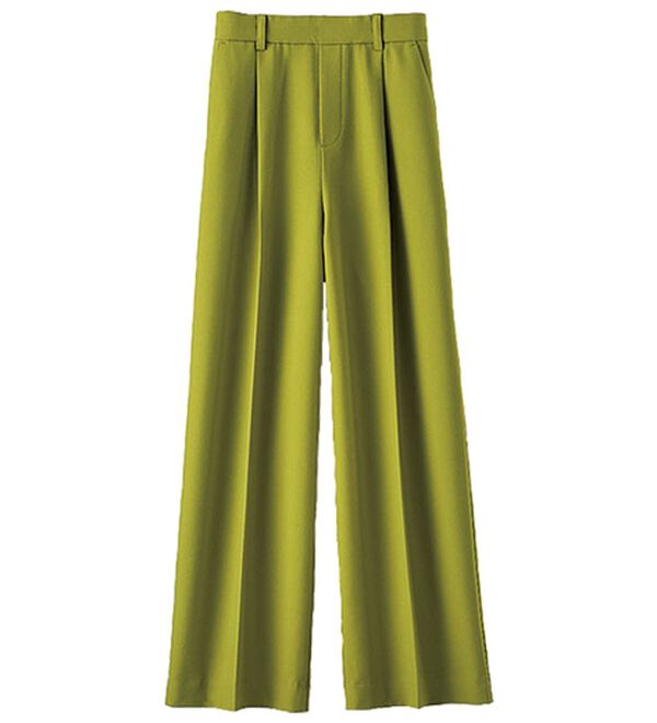 BELLUNA（ベルーナ）の「サマ見え！タック使いワイドパンツ（ワイドパンツ・ガウチョ）」｜ライムグリーン