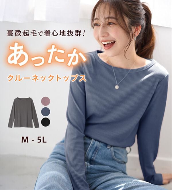 Viola e Viola（ヴィオラ エ ヴィオラ）の「【クルーネック】チクチクしにくい裏起毛プルオーバー（カットソー）」｜詳細画像