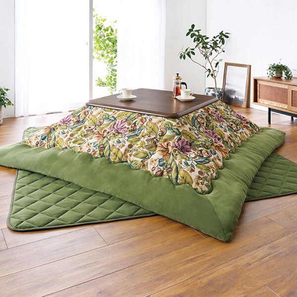 「【１／６まで早割】ゴブラン織こたつ布団３点セット・継ぎ脚付リビングこたつ４点セット（こたつテーブル）」｜グリーンフラワー
