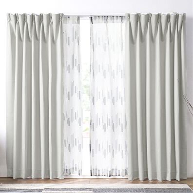 iellio（イエリオ）の「お買得カーテンセット（柄レース）＜４枚組・洗える・３級遮光・新生活・一人暮らし・引っ越し・模様替え・リーフ柄・ミモザ柄＞（ドレープカーテン）」