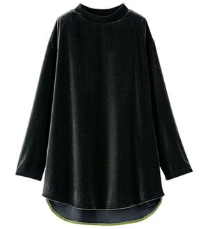 BELLUNA（ベルーナ）の「ベロア素材裾ラウンドチュニック（チュニック）」｜黒