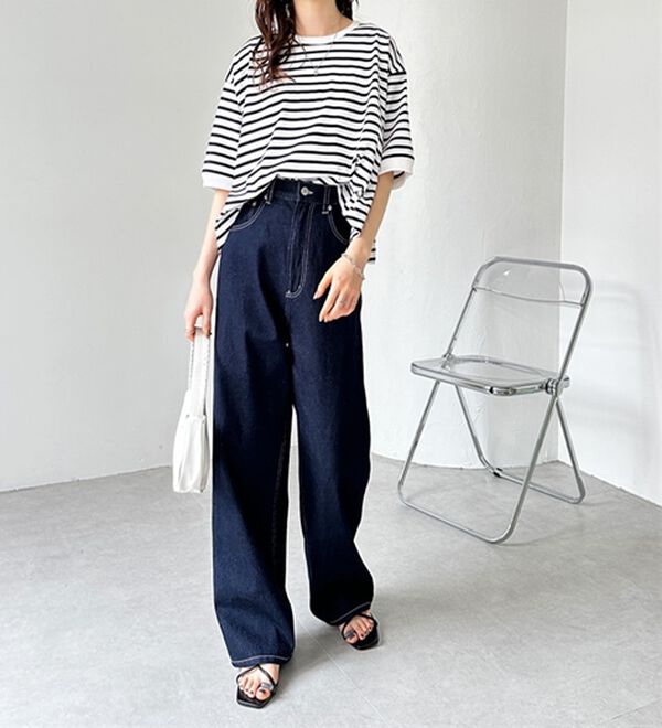 GeeRA（ジーラ）の「ハイウエストストレートデニム（ワイドパンツ・ガウチョ）」｜詳細画像