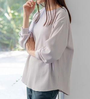 BELLUNA（ベルーナ）の「《快適Ｌａｂ．》 乾きやすい！ドライワッフルプルオーバー（カットソー）」｜グレージュ