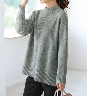 BELLUNA（ベルーナ）の「【快適Ｌａｂ．】洗える＆チクチクしにくい！ウール調ニットプルオーバー（ニット・セーター）」｜杢グレー