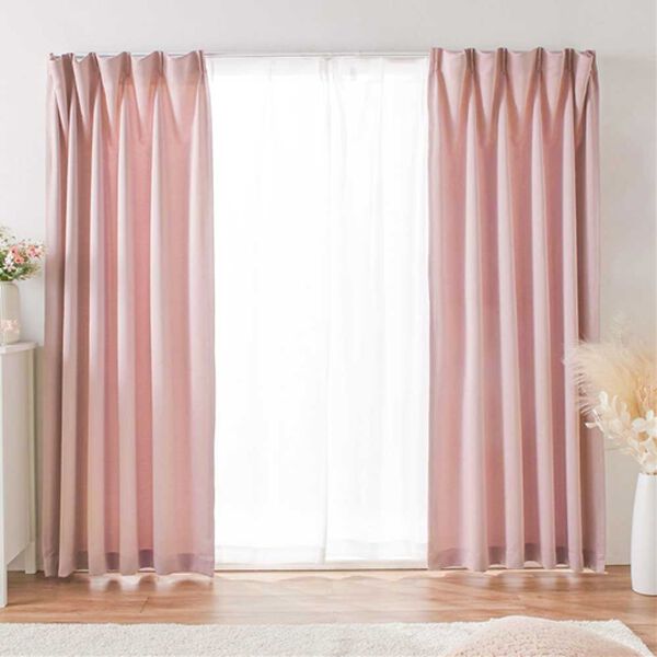 iellio（イエリオ）の「お買得カーテンセット＜３級遮光・４枚組・洗える・無地・既製サイズ＞（ドレープカーテン）」｜クスミピンク