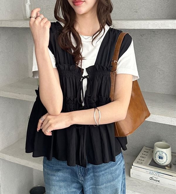 GeeRA（ジーラ）の「ギャザーリボンノースリブラウス（ブラウス）」｜詳細画像