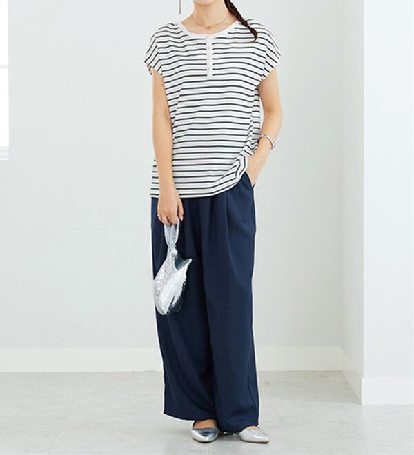 GeeRA（ジーラ）の「綿１００％前後２ＷＡＹシルケットフレンチスリーブカットソー（Tシャツ）」｜詳細画像