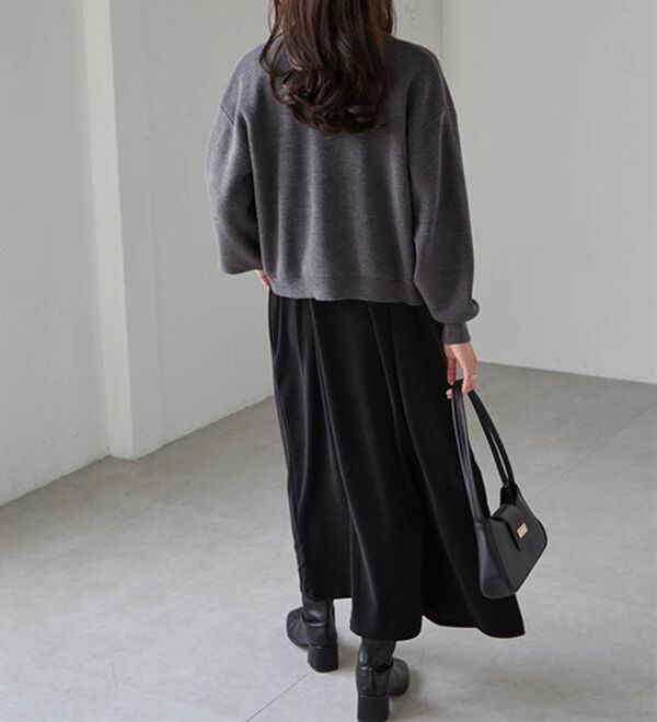 RANAN（ラナン）の「畦ニットカーデ&times;ベロアキャミワンピ（ロングワンピース）」｜詳細画像