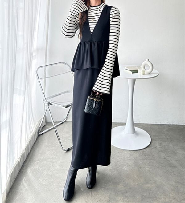 GeeRA（ジーラ）の「楽ちん！ペプラムジャンパースカート（ジャンパースカート）」｜詳細画像