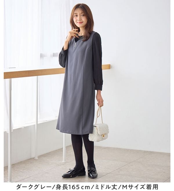 alotta（アロッタ）の「【選べる２丈】すらっと上品見えパール付ジャンパースカート（ジャンパースカート）」｜詳細画像