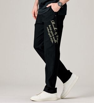 「＜イネドオム　ゴルフ＞ジャカード刺しゅうパンツ（メンズフルレングスパンツ）」｜ブラック