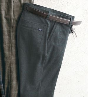 「＜コムルヴァン・オム＞チェック柄グッとラクパンツ（メンズフルレングスパンツ）」｜ダークグレーチェック