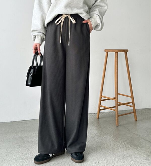 GeeRA（ジーラ）の「ふわふわあったか！裏起毛リブワイドパンツ（フルレングスパンツ）」｜詳細画像