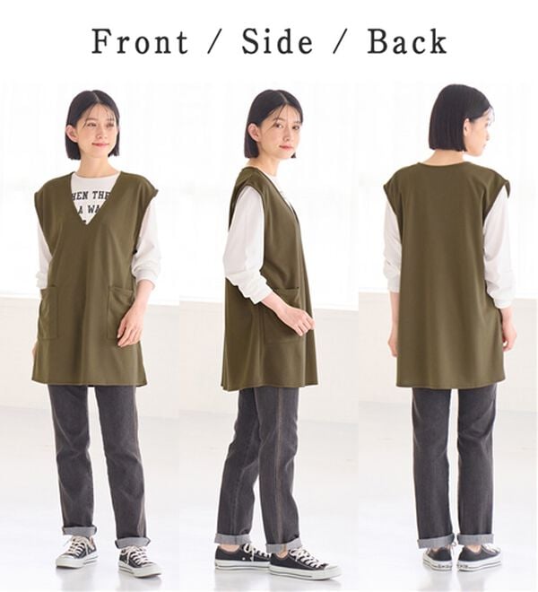 Viola e Viola（ヴィオラ エ ヴィオラ）の「なめらかポンチVネックポケット付きロングベスト（ベスト）」｜詳細画像