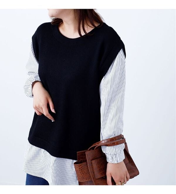 BELLUNA（ベルーナ）の「あぜ素材シャツフェイクチュニック（チュニック）」｜詳細画像