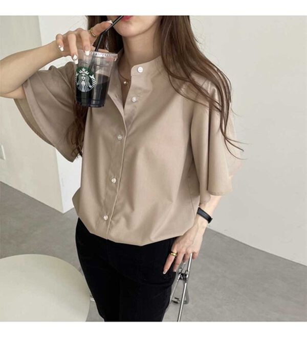 GeeRA（ジーラ）の「フレアー袖バンドカラーブラウス（ブラウス）」｜詳細画像