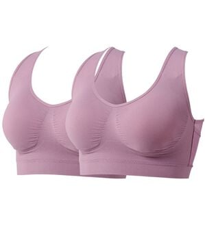 「【２枚組】猫背をケアするメッシュブラ同色２枚組（ブラジャー）」｜グレイッシュローズ