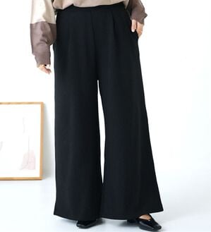 A HAPPY MARILYN（アハッピーマリリン）の「【Ｌ～８Ｌ】もわもわシャギーで下半身の冷え対策！選べる３丈 裏起毛 裏シャギー ワイドパンツ（ワイドパンツ・ガウチョ）」｜ブラック