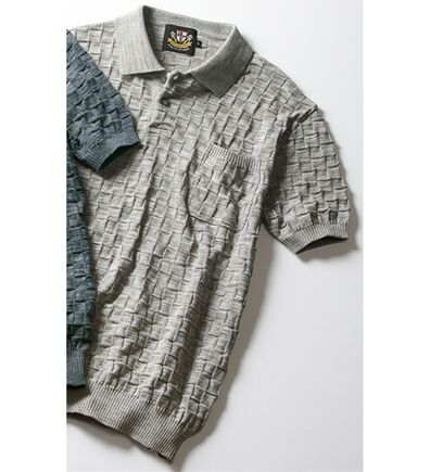 「＜ヘリンボーンクラブ＞日本製市松模様ポロシャツ（メンズポロシャツ）」