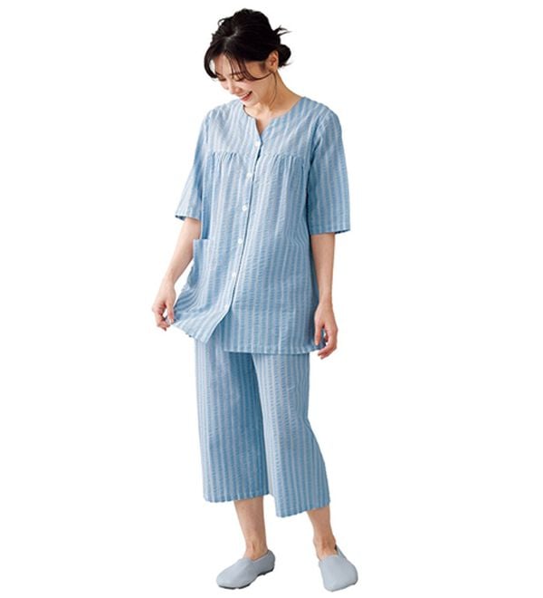 LAVIENNE（ラヴィエンヌ）の「綿１００％サッカーパジャマ（パジャマ・ルームウェア）」｜詳細画像