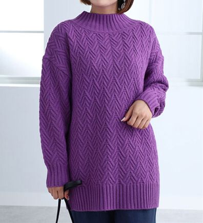 BELLUNA（ベルーナ）の「ヘリンボン柄ハイネックニットプルオーバー（ニット・セーター）」