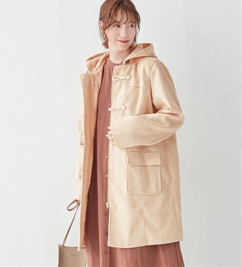 美品 メゾピアノ 40,700円 ウールダッフルコートL 160 ライトグレー 美