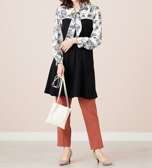 BELLUNA（ベルーナ）の「リボン付ブラウス切替チュニックワンピース（チュニック）」｜詳細画像