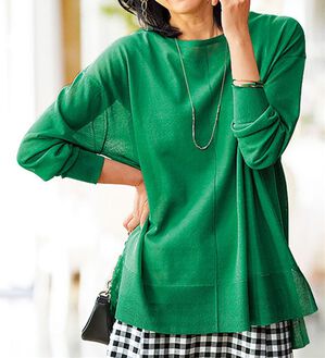 BELLUNA（ベルーナ）の「サラッと爽快！シアー素材ゆったりアンサンブル（アンサンブル）」｜グリーン