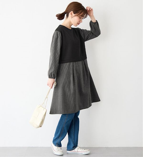 Viola e Viola（ヴィオラ エ ヴィオラ）の「時短コーデ楽ちんドッキングワンピース（ドッキングワンピース）」｜詳細画像