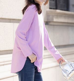 RANAN（ラナン）の「綿100％ラウンドヘムチュニック＜オーガニックコットン＞＜Beautiful Cotton＞（カットソー）」｜パープル