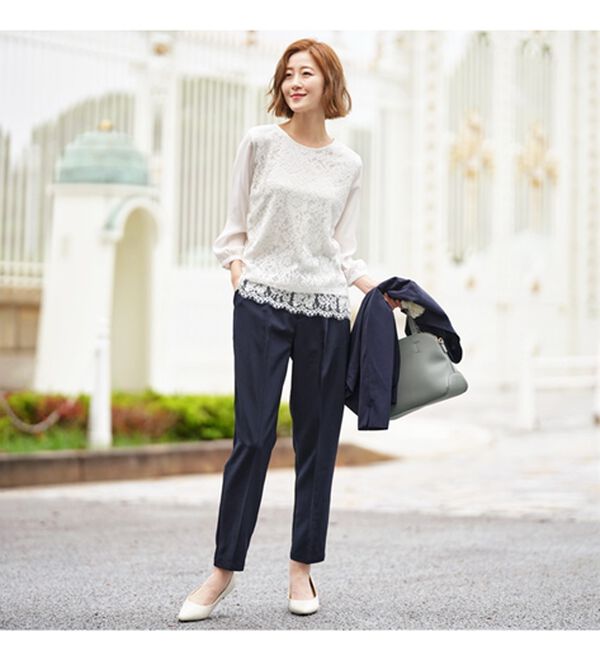 4点セット】〈テーパードパンツ〉ノーカラージャケットパンツスーツ4  