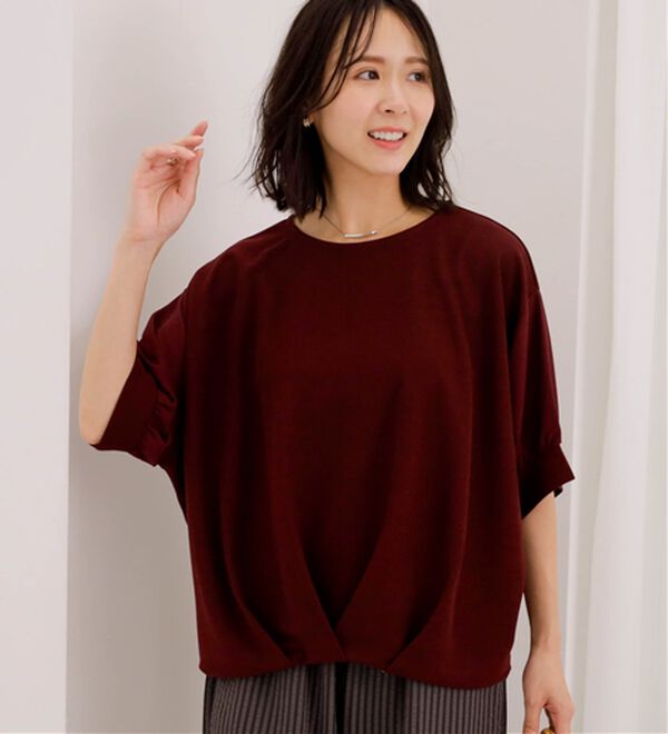 BELLUNA（ベルーナ）の「異素材使い裾タックプルオーバー（カットソー）」｜詳細画像