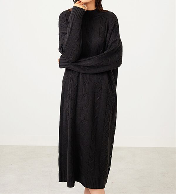 BELLUNA（ベルーナ）の「ケーブル柄ロング丈ニットワンピース（ニットワンピース）」｜詳細画像
