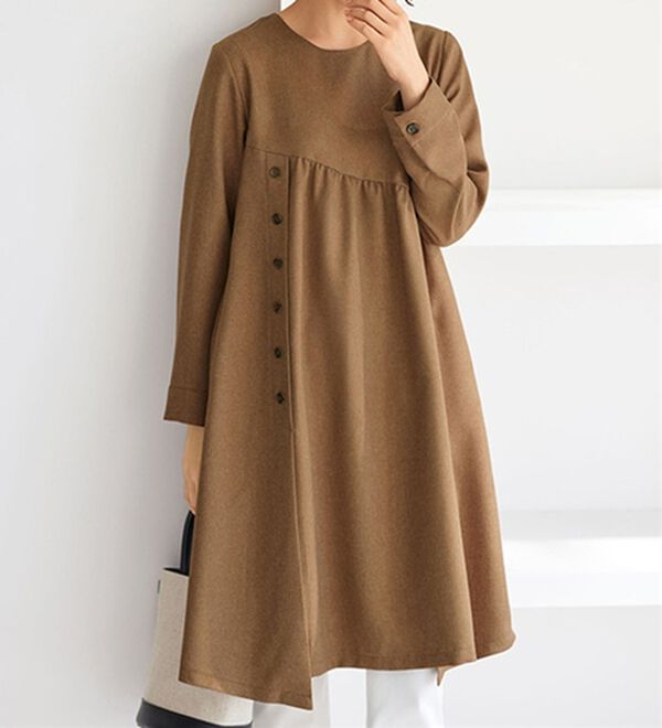 BELLUNA（ベルーナ）の「ナチュラル可愛い切替チュニックワンピース（チュニックワンピース）」｜オレンジブラウン