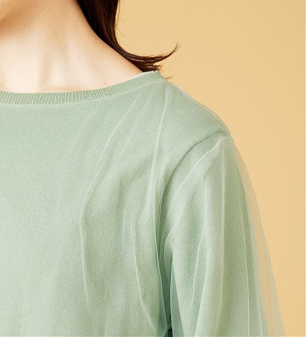 BELLUNA（ベルーナ）の「チュール重ねニットプルオーバー（ニット・セーター）」｜詳細画像