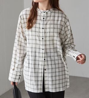 RANAN（ラナン）の「２ｗａｙボウタイチェックシャツ（シャツ）」｜ホワイト