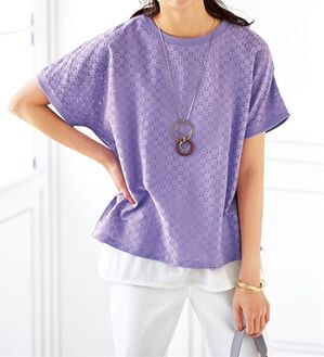 BELLUNA（ベルーナ）の「レース素材プルオーバーアンサンブル（アンサンブル）」｜ラベンダー