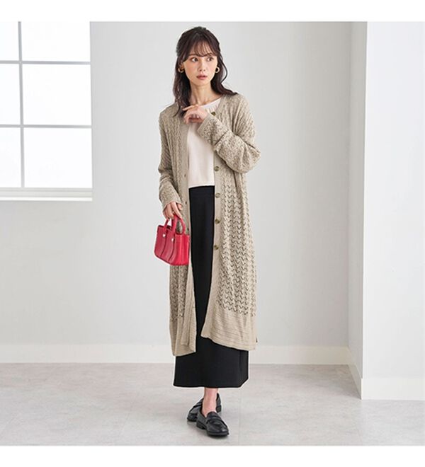 BELLUNA（ベルーナ）の「ニット素材透かし編デザインセットアップ（セットアップ）」｜詳細画像