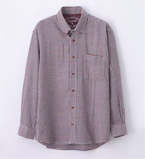 「＜バイロフト（Ｒ）＞カシミヤタッチネルシャツ（メンズシャツ）」｜ネイビー&times;ブラウン