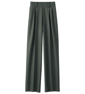 BELLUNA（ベルーナ）の「静電気防止加工！タックデザインワイドパンツ（ワイドパンツ・ガウチョ）」｜チャコール