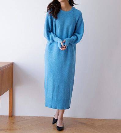 RANAN（ラナン）の「パール調ボタン付ロングニットワンピース（ニットワンピース）」