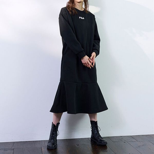 RANAN（ラナン）の「＜ＦＩＬＡ＞裏起毛裾フレアーワンピース（その他ワンピース）」｜詳細画像