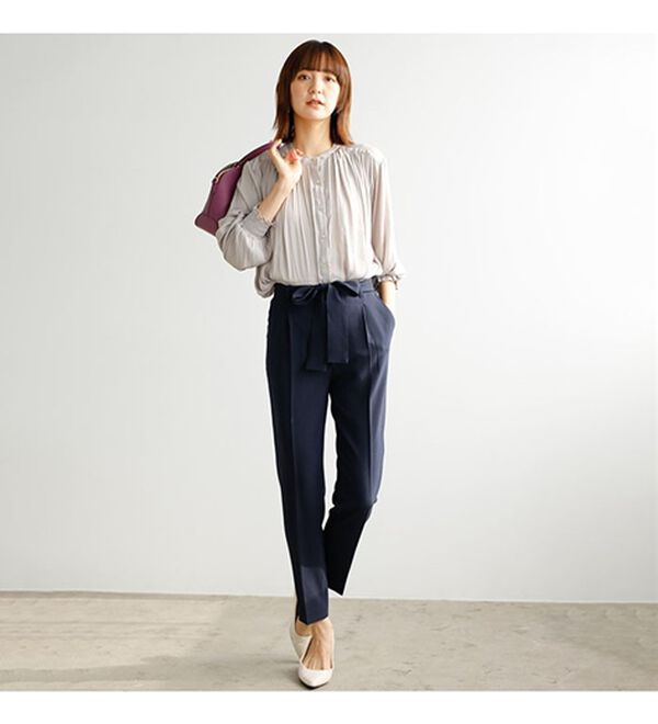 GeeRA（ジーラ）の「【ジャケット+2ボトム】洗えるストレッチ！ジャケット＆ブラウス＆パンツ＆スカートスーツセット（パンツスーツ）」｜詳細画像