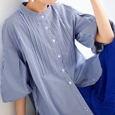 RANAN（ラナン）の「ＵＶカット！ボリューム袖タック使いシャツ（ブラウス）」