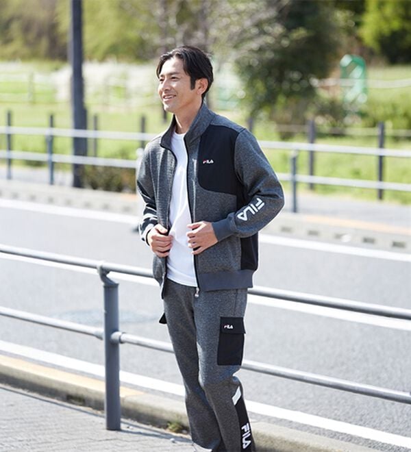 「＜フィラ＞裏ブロックフリース杢調アクティブスーツ（メンズスポーツウェア（トップス））」｜詳細画像