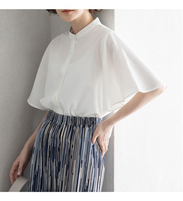 GeeRA（ジーラ）の「フレアー袖バンドカラーブラウス（ブラウス）」｜詳細画像