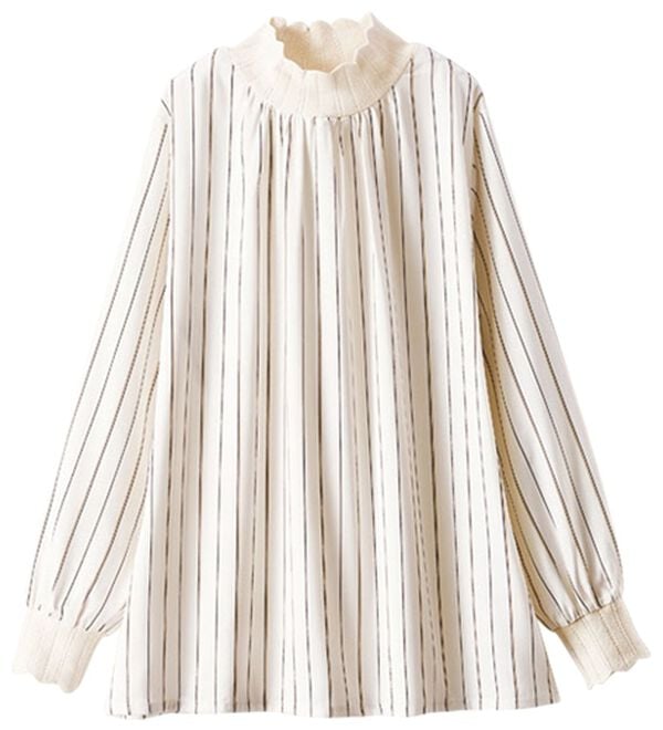 BELLUNA（ベルーナ）の「衿＆袖ニット使い美人顔ブラウス（ブラウス）」｜詳細画像