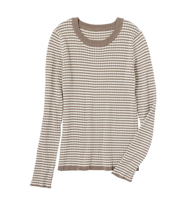 Viola e Viola（ヴィオラ エ ヴィオラ）の「【静電気防止】綿１００％ちくちくしないボーダーリブニット（ニット・セーター）」｜詳細画像