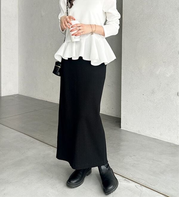 GeeRA（ジーラ）の「【着回し力◎】楽ちんすっきり見え！リブロングスカート（ロングスカート）」｜詳細画像